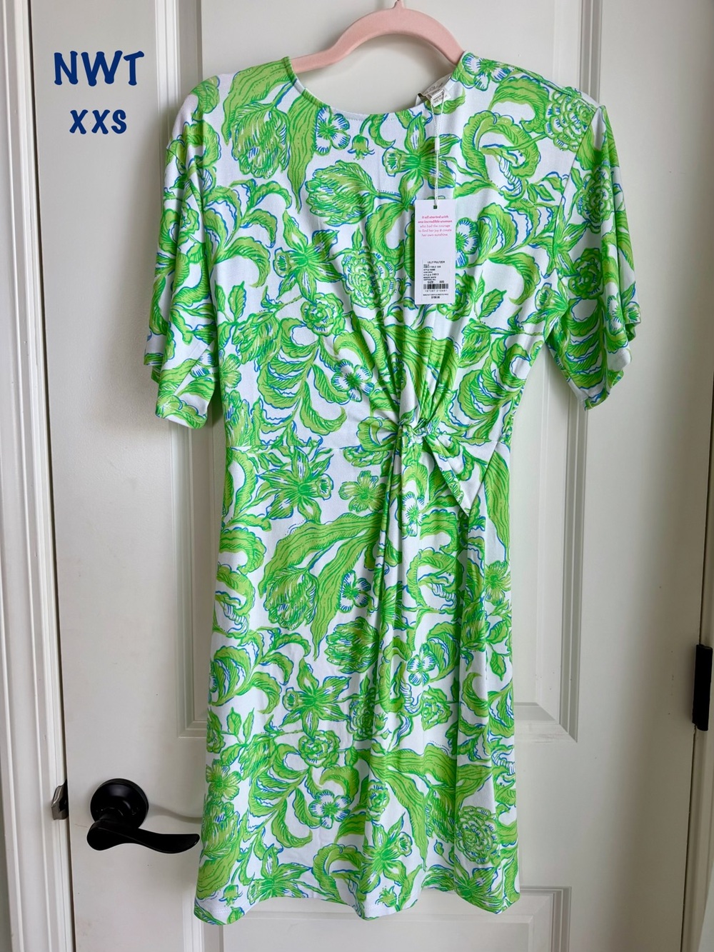 Lilly Pulitzer Green & White Floral Twist-Front Dress